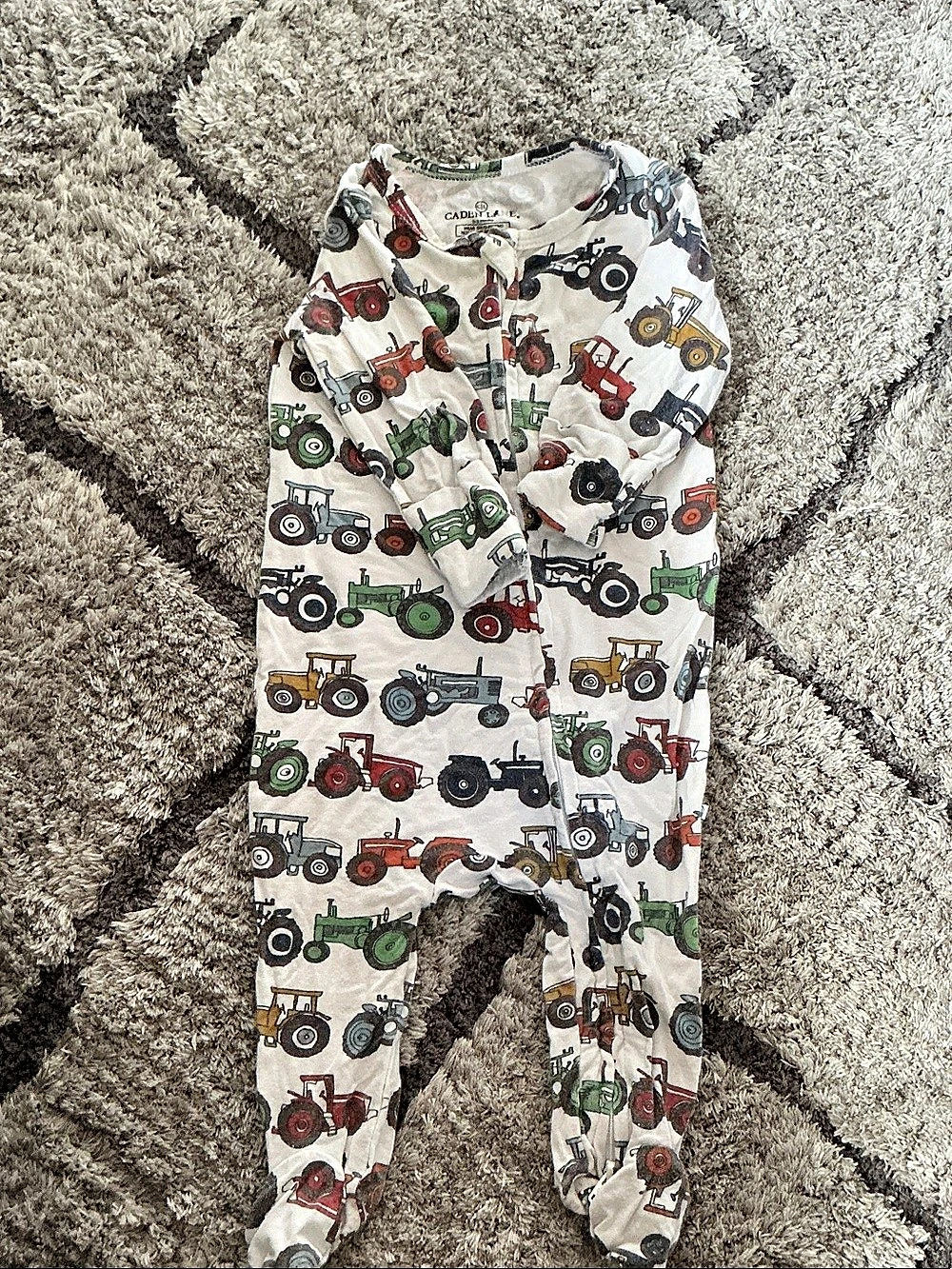 Caden Lane Little Farmer Bamboo Waffle Zipper Footie